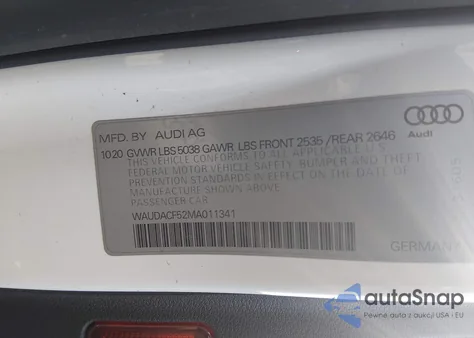 2021 Audi A5 Sportback Premium 45 Tfsi Quattro S Tronic из США, поврежденный, VIN WAUDACF52MA011341